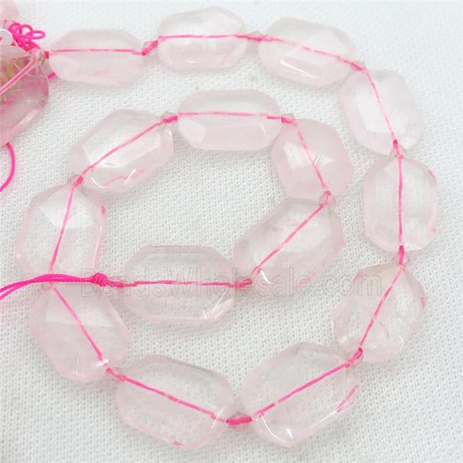 Rose Quartz Beads, faceted rectangle