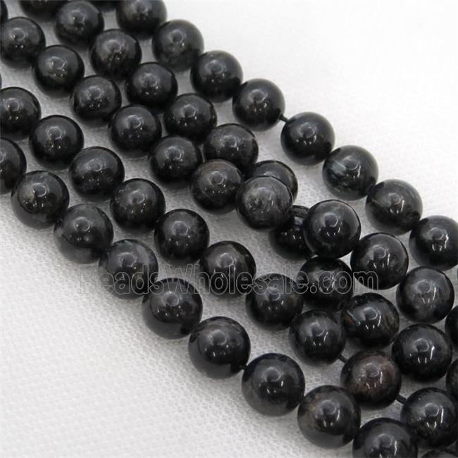 black Hornblende Beads, round