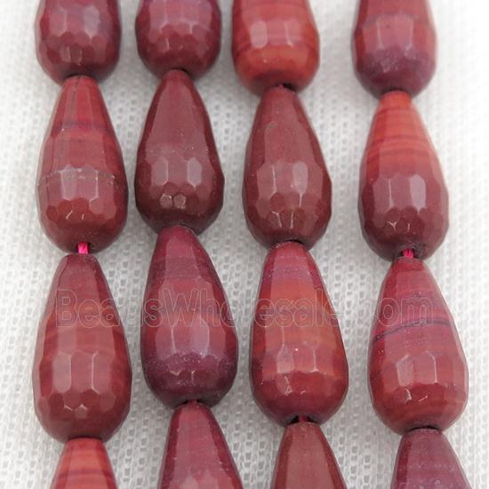 red Brazilian Rhodonite Beads, faceted teardrop