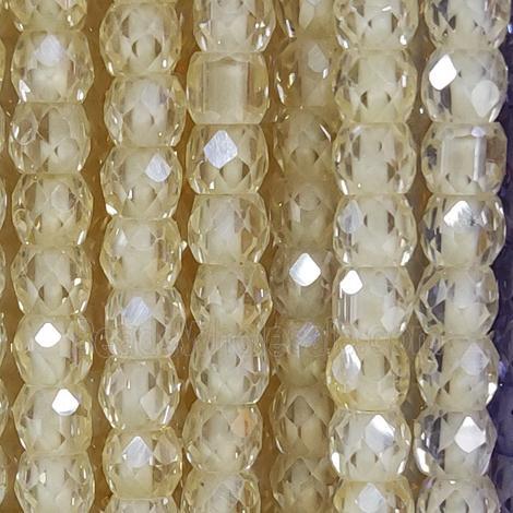 beige Cubic Zircon Beads, faceted rondelle