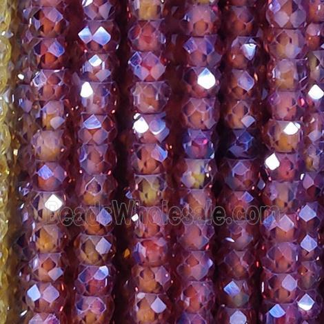 deep red Cubic Zircon Beads, faceted rondelle