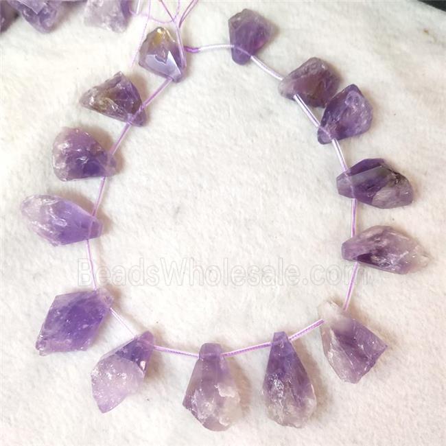 purple Amethyst teardrop nugget beads, topdrilled