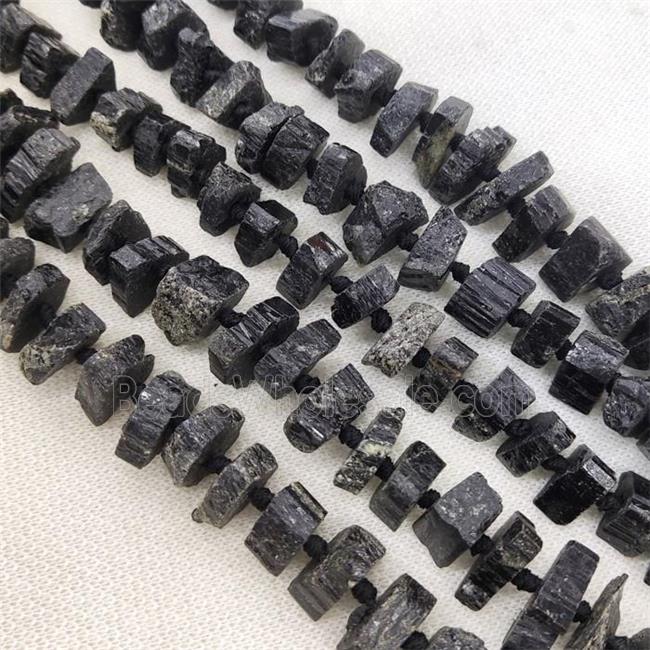 black Tourmaline beads, freeform