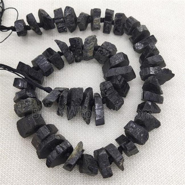 black Tourmaline beads, freeform