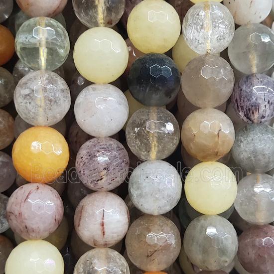 faceted round Rutilated Quartz Beads, mixed