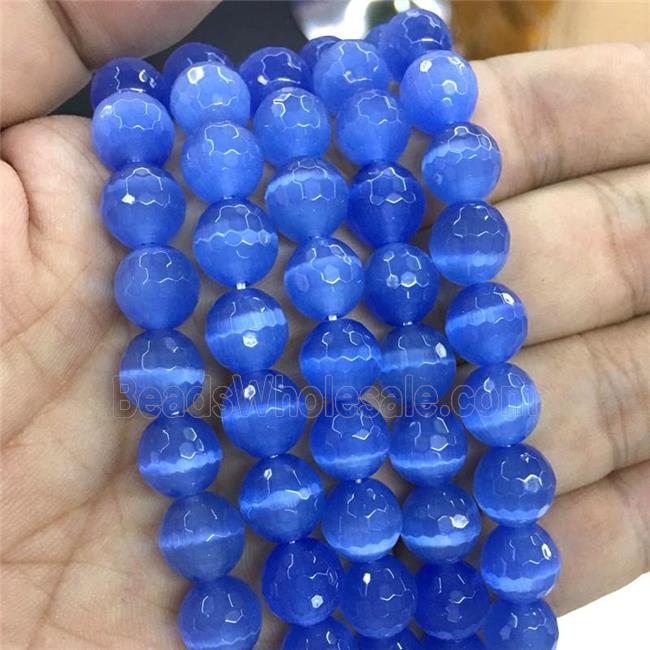 faceted round Cat Eye Stone Beads, blue