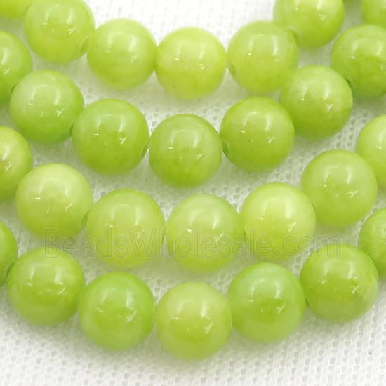 olive Mashan Jade Beads, round
