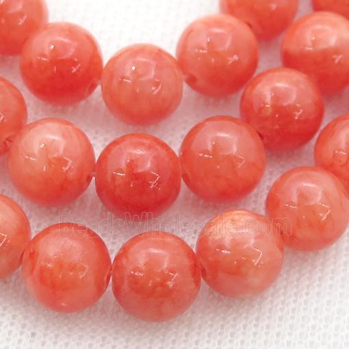 red Mashan Jade Beads, round
