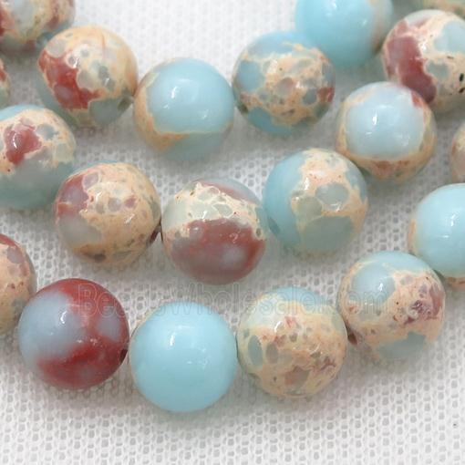 Synthetic Snakeskin Jasper Beads Smooth Round Blue