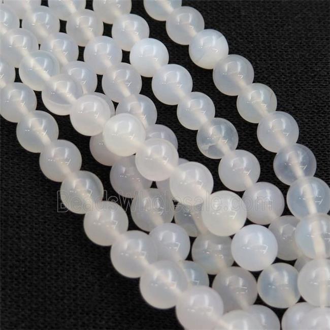 white Agate Beads, round