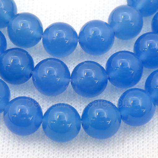 blue Agate Beads, round, dye