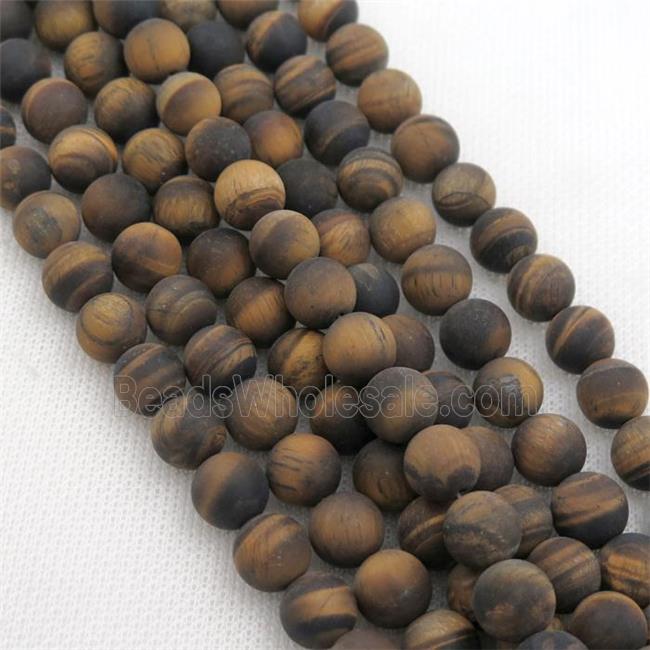 round Tiger Eye Stone Beads, matte