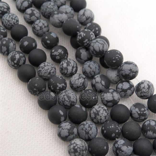 round black Snowflake Jasper Beads, matte