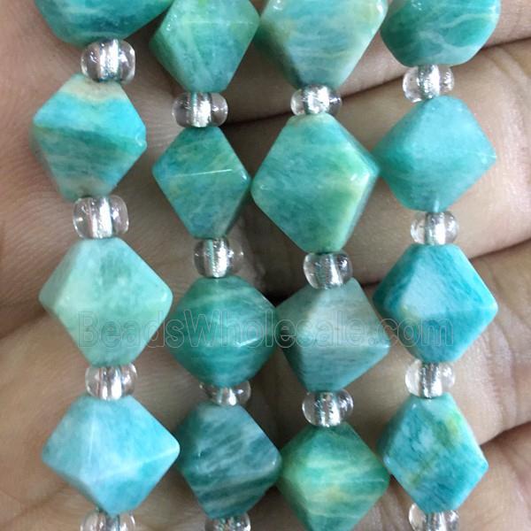 green Amazonite bicone beads