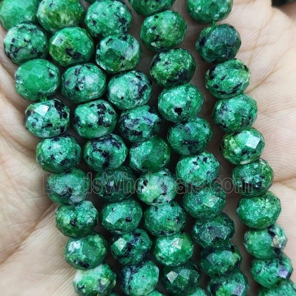 Natural Kiwi Jasper Beads Faceted Rondelle Green Treated