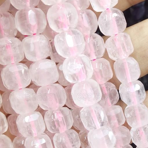 Rose Quartz cube beads, faceted