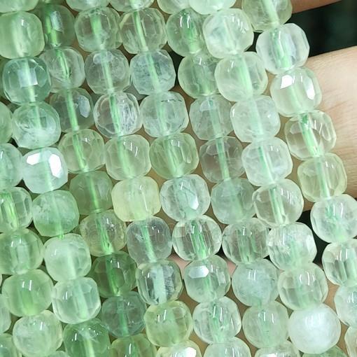 green Prehnite cube beads, faceted
