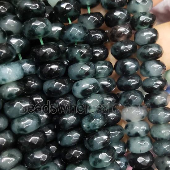 Jade beads, faceted rondelle