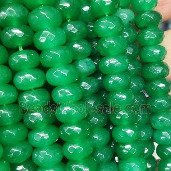 green Jade beads, faceted rondelle