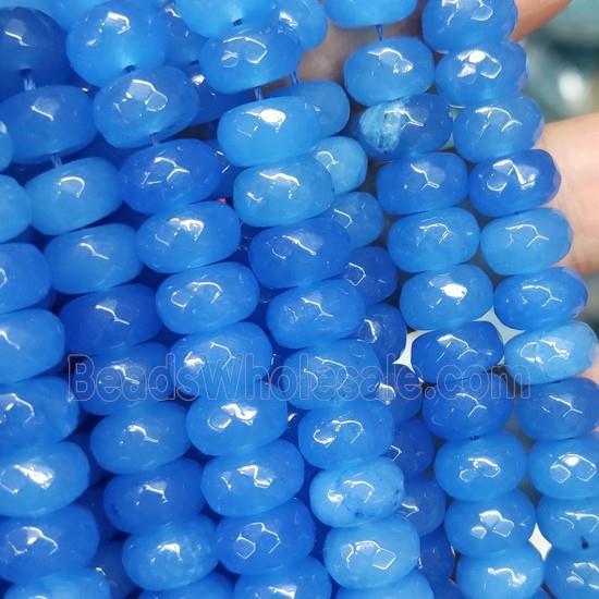 blue Jade beads, faceted rondelle