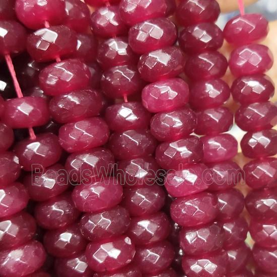ruby Jade beads, faceted rondelle