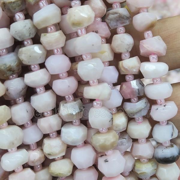Pink Opal Beads, faceted rondelle