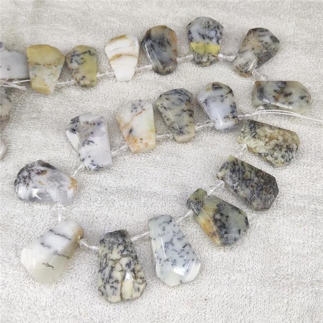 white Moss Opal teardrop beads, topdrilled