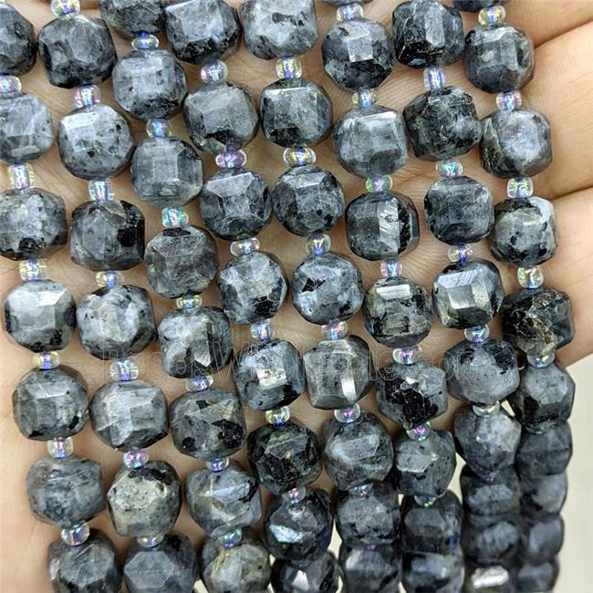 black Labradorite Beads, faceted cube