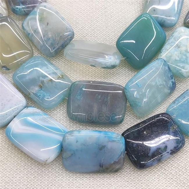 natural Agate rectangle beads, blue dye