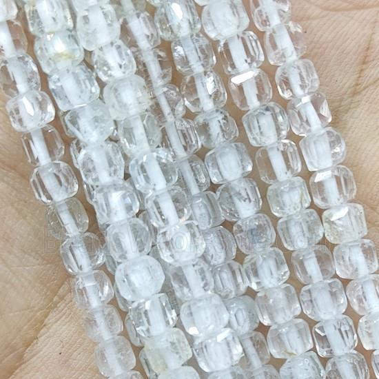 faceted Clear Quartz cube Beads
