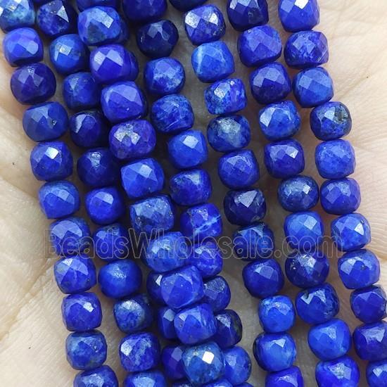 blue Lapis Lazuli Beads, faceted cube