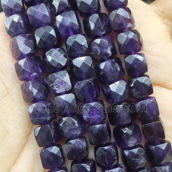 purple Amethyst Beads, faceted cube