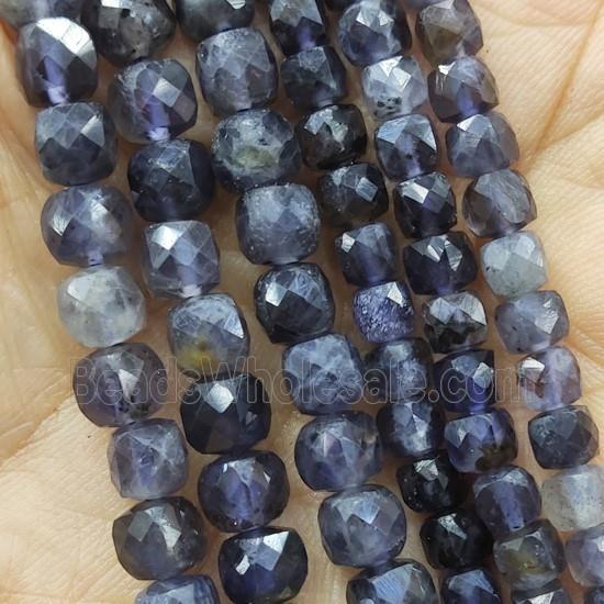 Iolite Beads, faceted cube