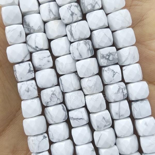 white Howlite Turquoise Beads, faceted cube