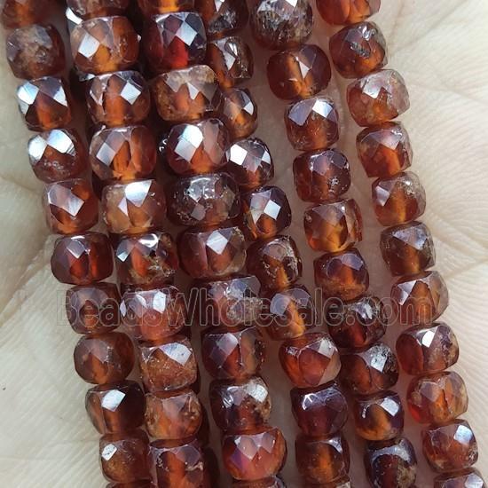 orange Garnet Beads, faceted cube