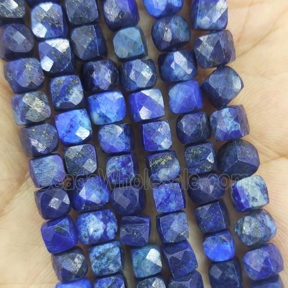 blue Lapis Lazuli Beads, faceted cube