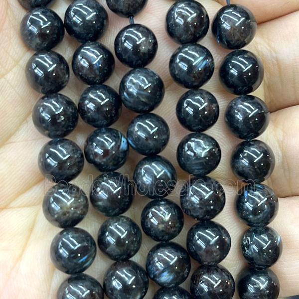 Natural Hornblende Beads Smooth Round Black
