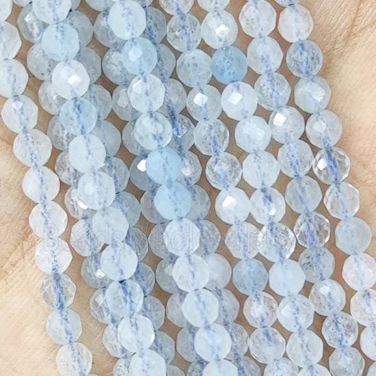 Lt.Blue Aquamarine Seed Beads Faceted Round