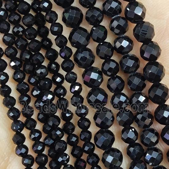 Black Spinel Seed Beads Faceted Round