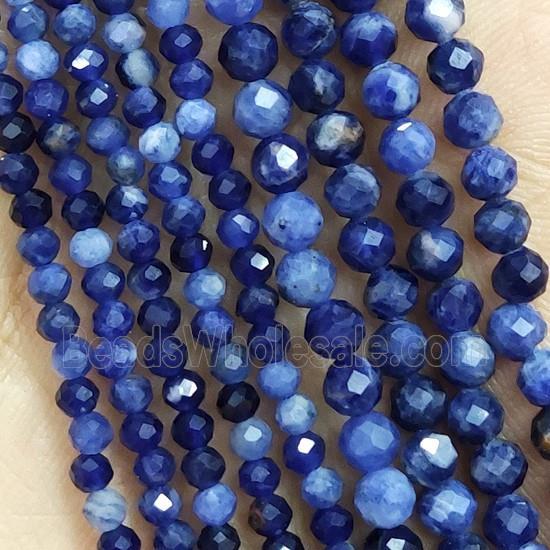 Blue Sodalite Beads Tiny Faceted Round