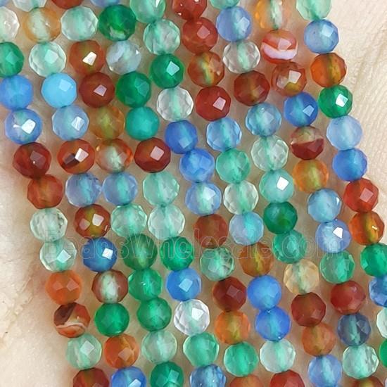 Mixed Agate Seed Beads Dye Faceted Round