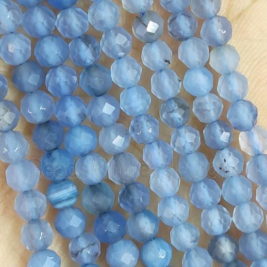 Blue Agate Beads Faceted Round