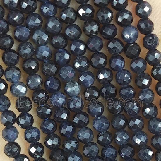 DarkBlue Sapphire Beads Faceted Round
