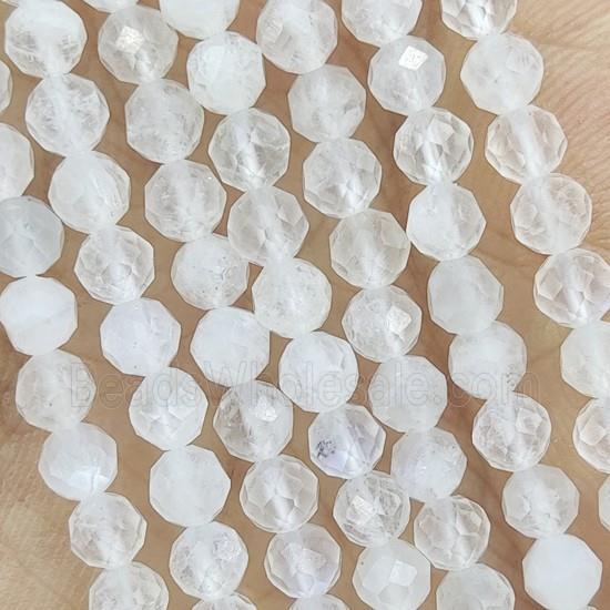 White Moonstone Beads Tiny Faceted Round