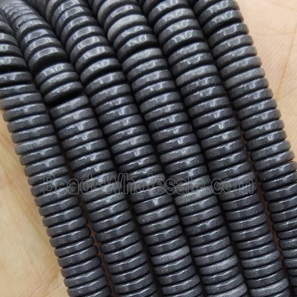 Black Oxidative Agate Heishi Spacer Beads