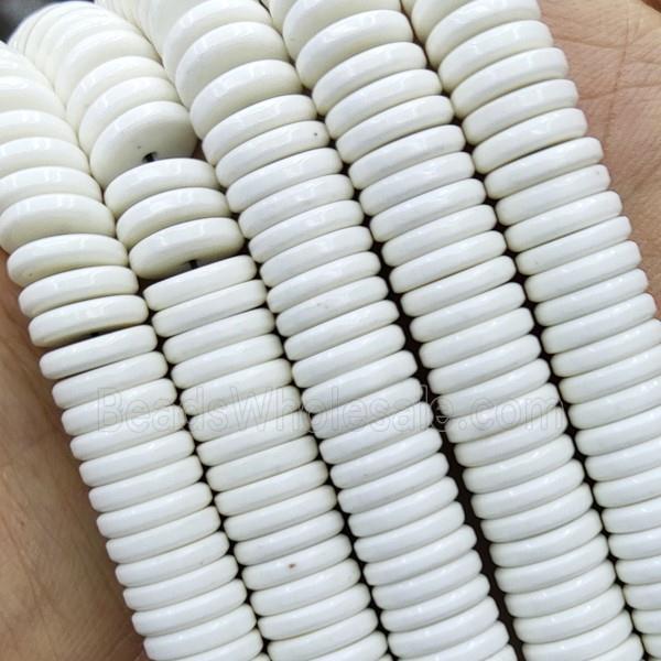 White Oxidative Agate Heishi Spacer Beads