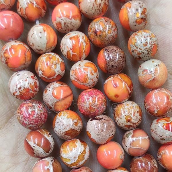 Round Orange Imperial Jasper Beads Dye