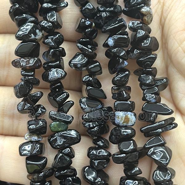 Black Agate Chip Beads Freeform