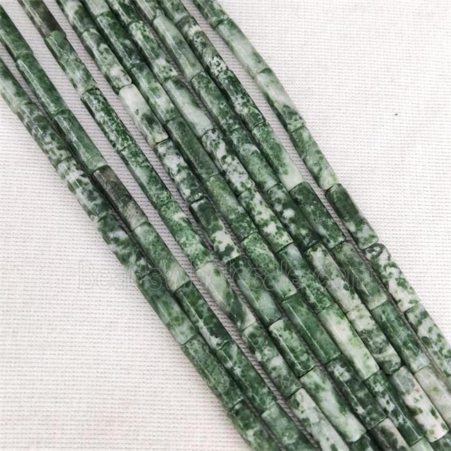 Green Dalmatian Jasper Tube Beads