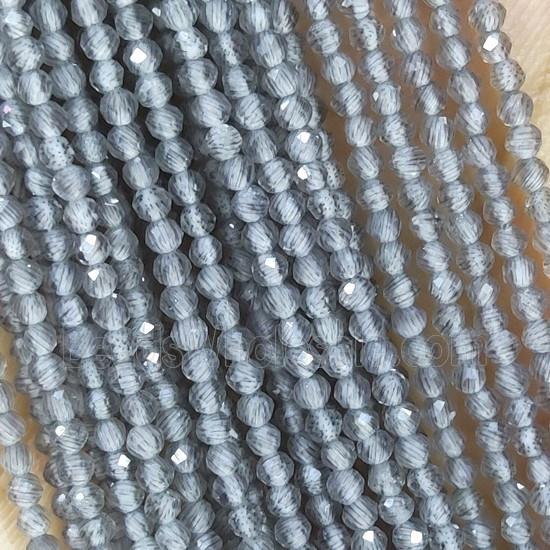 Gray Cat Eye Glass Beads Faceted Round